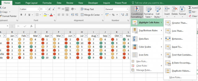 Betinget formatering kan brukes på mange måter i Excel avhengig av behov og fantasi.